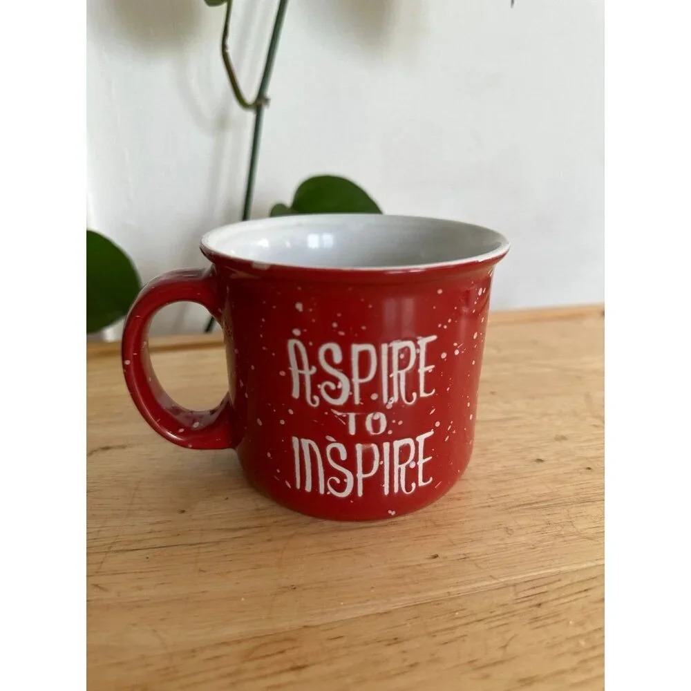 Aspire to Inspire red coffee mug